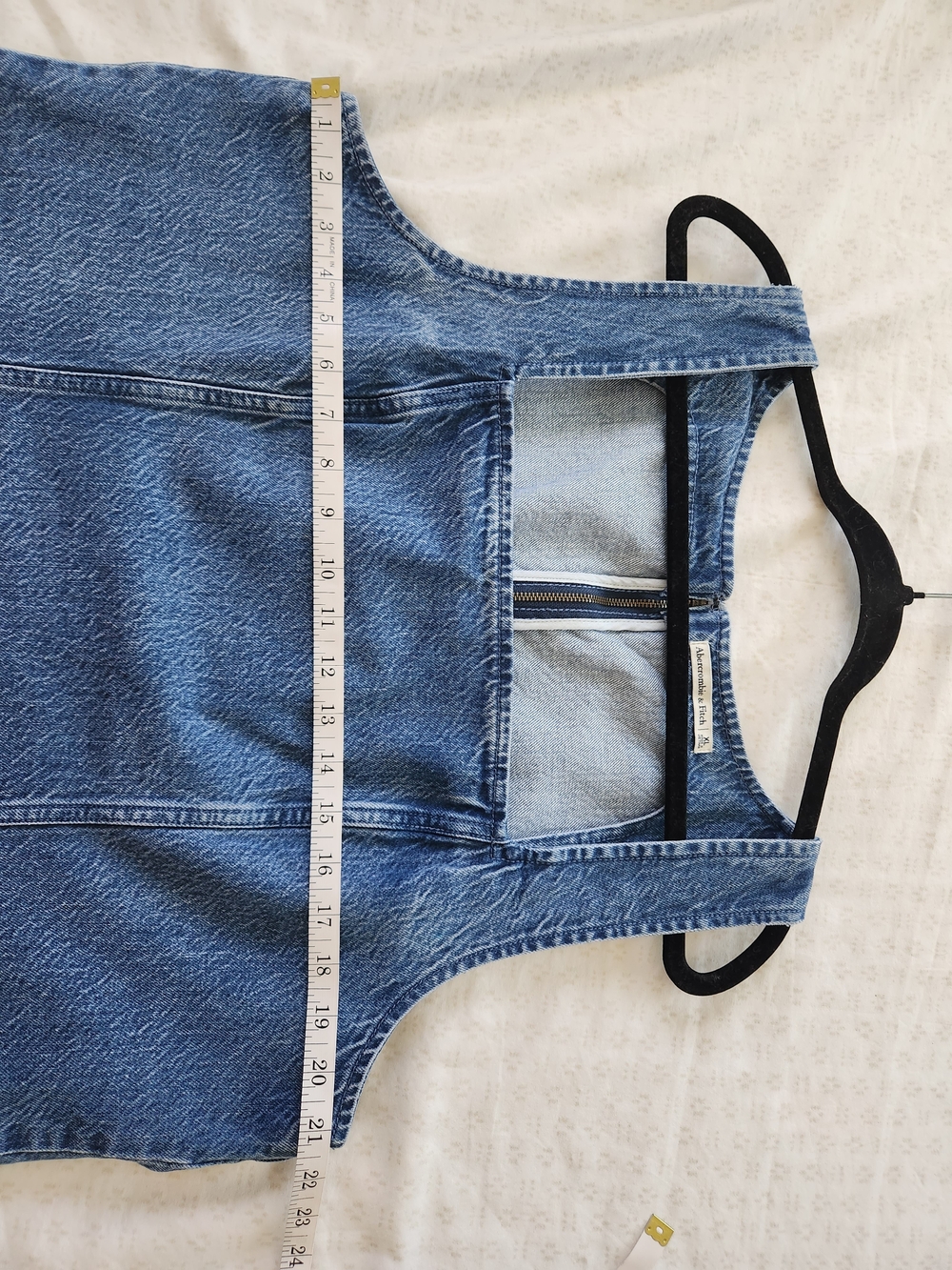 Abercrombie & Fitch Denim Square-Neck A-Line Mini Dress - Light Blue - Picture 9 of 12